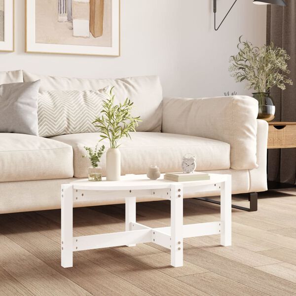 vidaXL Coffee Table White 87x48x35 cm Solid Wood Pine