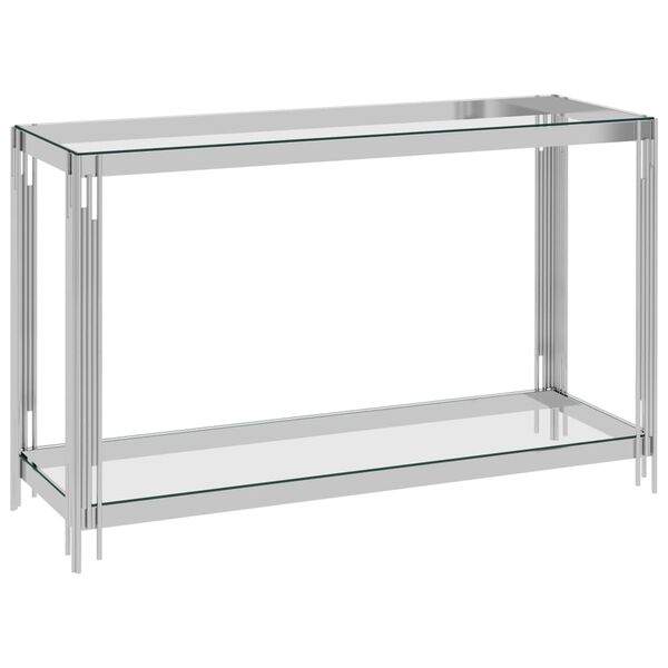 vidaXL Side Table Silver 120x40x78 cm Stainless Steel and Glass