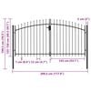 vidaXL Fence Gate Double Door with Spike Top Steel 299.5x199.5 cm Black