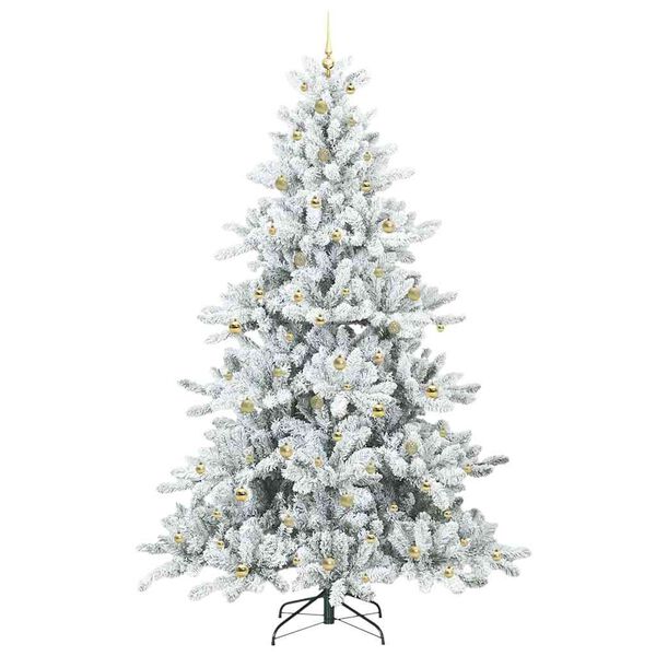 vidaXL Artificial Hinged Christmas Tree White 240 cm PVC and Steel