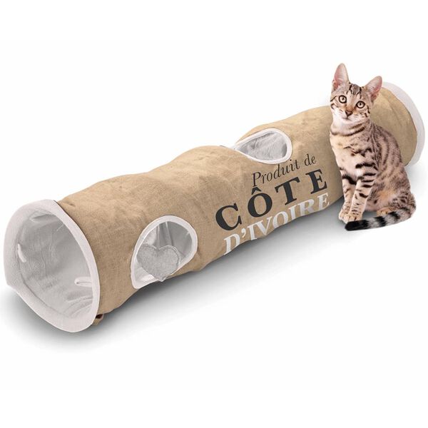 D&D Cat Tunnel Cote d'Ivoire 25x120 cm Brown and White 434/436448
