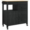 vidaXL Kitchen Trolley Plain Black