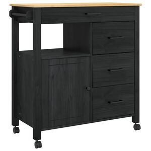 vidaXL Kitchen Trolley Plain Black