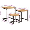 vidaXL Nesting Coffee Tables 3 pcs Solid Wood Mango and Iron