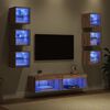 vidaXL TV Cabinet with LED Strip Lights 8 pcs Artisan Oak Glass