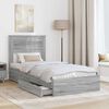 vidaXL Storage Bed with Drawer Grey Sonoma 90 x 190 cm Engineered Wood