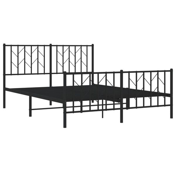 vidaXL Metal Bed Frame without Mattress with Footboard Black 135x190cm