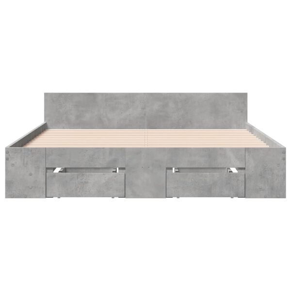 vidaXL Bed Frame with Drawers without Mattress Concrete Grey 120x200 cm