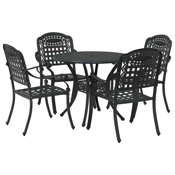 vidaXL Garden Dining Set 5 pcs Black 90 x 90 x 75 cm Cast Aluminium