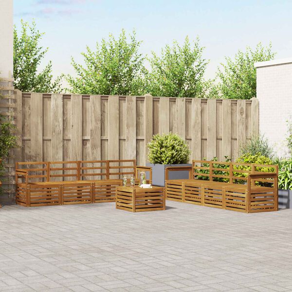 vidaXL Sofa Sets 9 pcs Natural Solid Acacia Wood