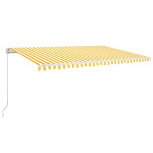 vidaXL Retractable Awning Yellow and White 500 x 300 cm