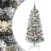 vidaXL Artificial Hinged Christmas Tree Green and White 150 cm