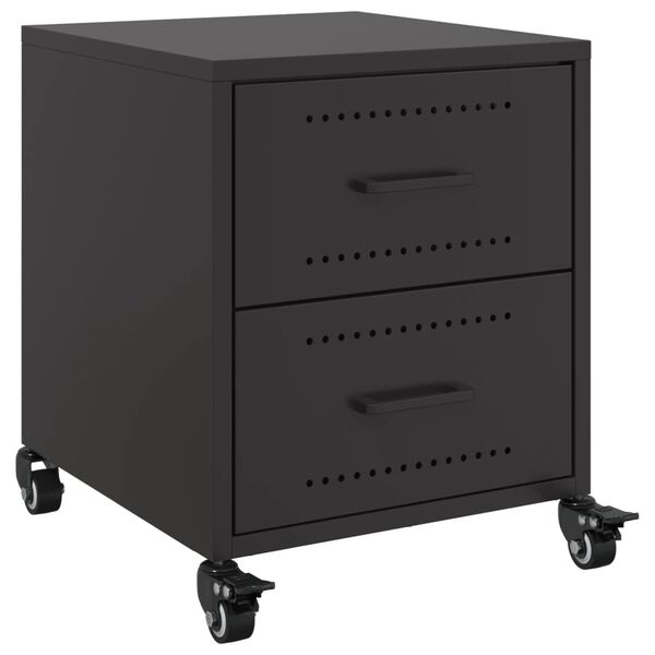 vidaXL Bedside Cabinet Black 36x39x43.5 cm Steel