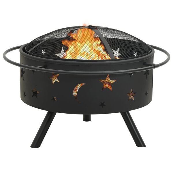 vidaXL Fire Pit with Poker 76 cm XXL Steel