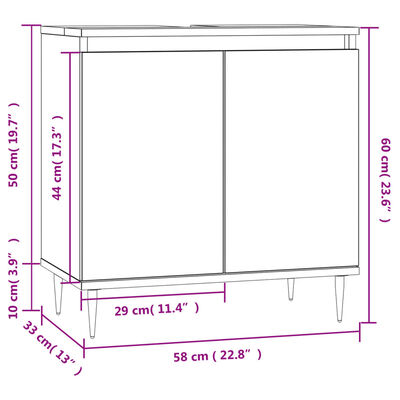 vidaXL Bathroom Cabinet Concrete Grey 58x33x60 cm Engineered Wood