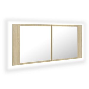 vidaXL LED Bathroom Mirror Cabinet Sonoma Oak 100x12x45 cm Acrylic
