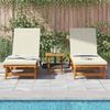 vidaXL Sun Lounger Reclining 2-person 3 pcs Brown Solid Acacia Wood
