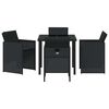 vidaXL Garden Dining Set 5 pcs Black Poly Rattan