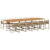 vidaXL 13 Piece Garden Dining Set with Cushions Beige Poly Rattan