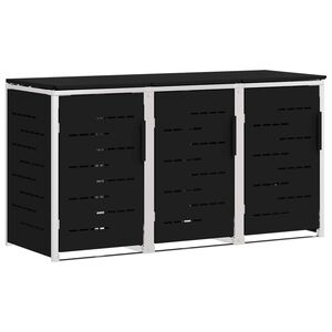 vidaXL Wheelie Bin Storage for 3 Bins 240L Stainless Steel Black
