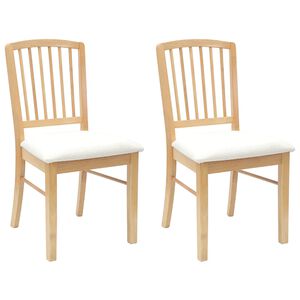 vidaXL Dining Chairs 2 pcs Solid Rubber Wood Natural 50 x 52.5 x 91 cm