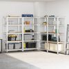 vidaXL 5-Layer Heavy-duty Shelves 4 pcs Silver Steel&Engineered Wood
