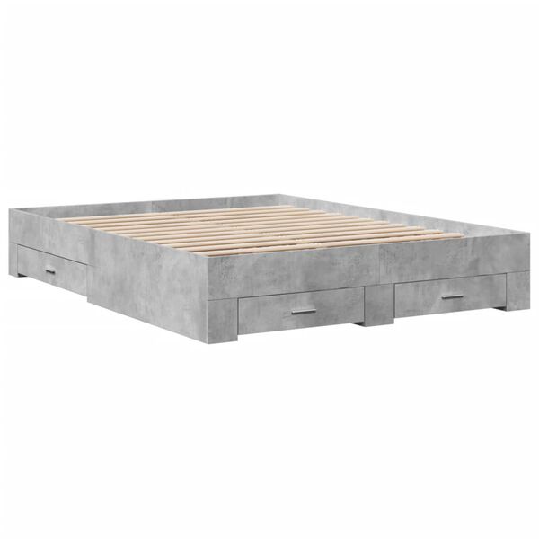 vidaXL Bed Frame with Drawers without Mattress Concrete Grey 140x200 cm