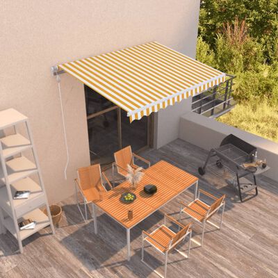 vidaXL Automatic Retractable Awning 350x250 cm Yellow and White