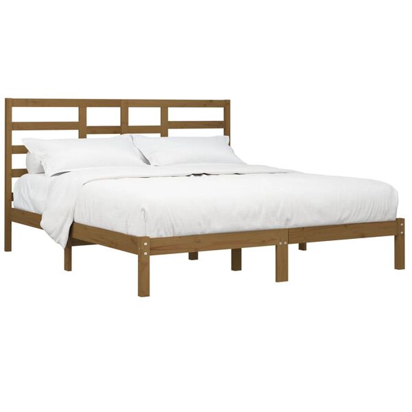 vidaXL Bed Frame without Mattress Honey Brown Solid Wood 200x200 cm