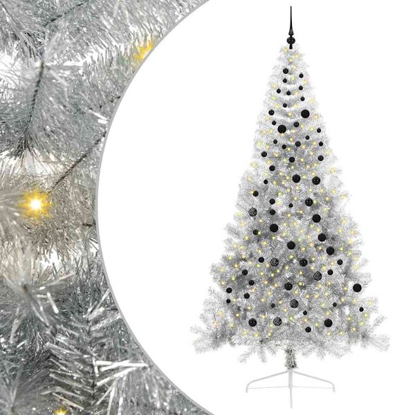 vidaXL Artificial Pre-lit Christmas Tree Silver 240 cm PET