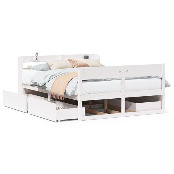 vidaXL Bed Frame without Mattress White 120x190 cm Small Double Solid Wood Pine