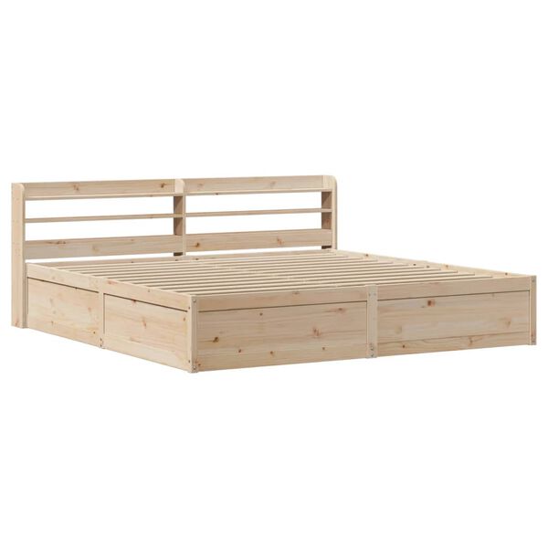 vidaXL Bed Frame with Headboard 180x200 cm Super King Solid Wood Pine