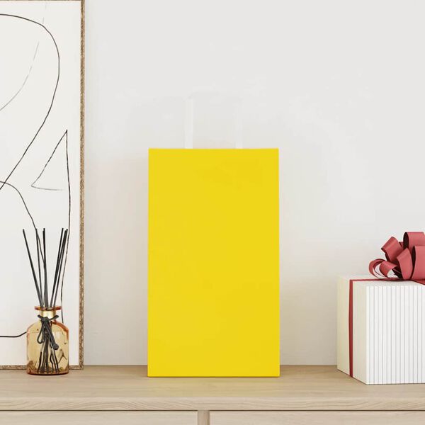 vidaXL Paper Bags 250 pcs with Handles Yellow 21x11x36 cm