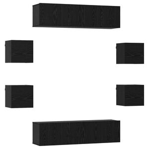 vidaXL TV Cabinet Set 8 pcs Black Oak Engineered Wood