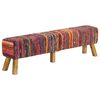 vidaXL Bench Multicolour 160 cm Chindi Fabric and Solid Wood Mango