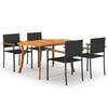 vidaXL 5 Piece Garden Dining Set Black