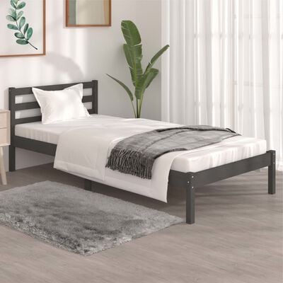 vidaXL Bed Frame Solid Wood Pine 90x190 cm Single Grey