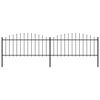vidaXL Garden Fence with Spear Top Steel (0.5-0.75)x3.4 m Black