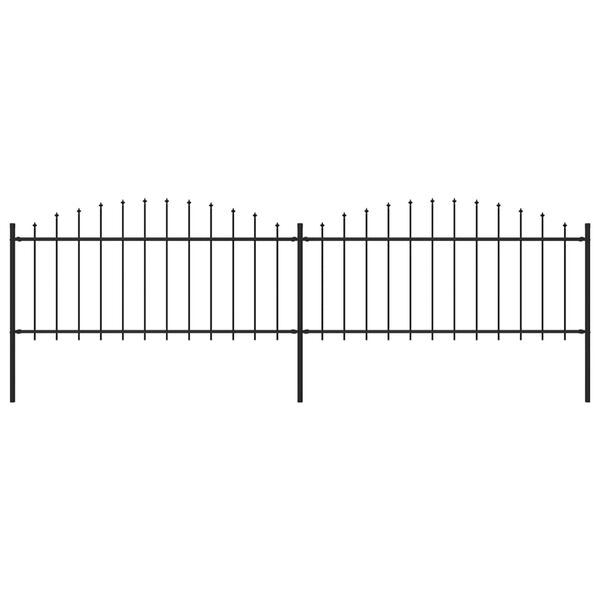 vidaXL Garden Fence with Spear Top Steel (0.5-0.75)x3.4 m Black