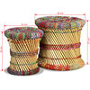 vidaXL Stools with Chindi Details 2 pcs Multicolour Bamboo