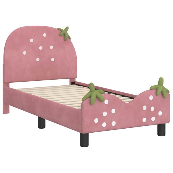 vidaXL Toddler Bed Frame with Headboard Pink 70 x 140 cm Velvet