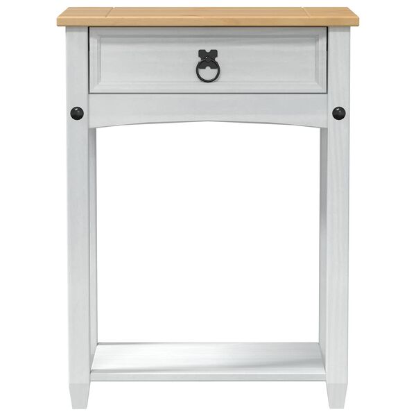 vidaXL Console table with Drawer White 55 x 35 x 73 cm Solid Pine Wood