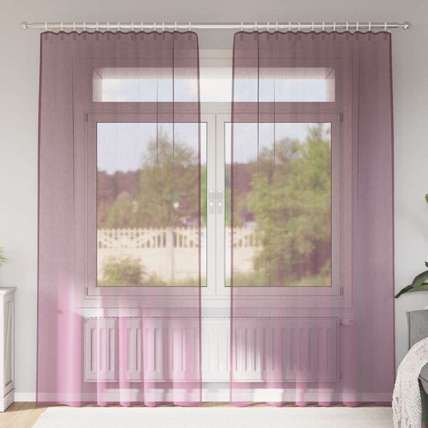 vidaXL Voile Curtains with Rod Pockets 2 pcs Purple