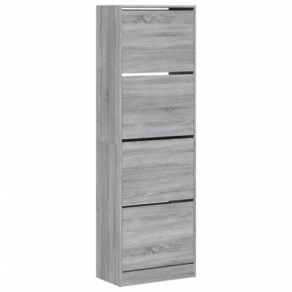 vidaXL Shoe Cabinet with 4 Flip-Drawers Grey Sonoma 60x34x187.5 cm