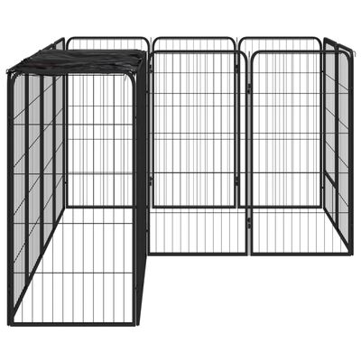 vidaXL 14-Panel Dog Playpen Black 50x100 cm Powder-coated Steel