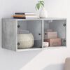 vidaXL Wall Cabinet with Glass Doors Concrete Grey 68.5x37x35 cm