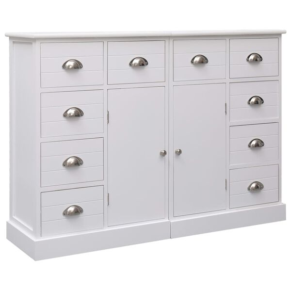 vidaXL Sideboard with 10 Drawers White 113x30x79 cm Wood