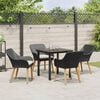vidaXL Garden Dining Set with Cushion 5 pcs Black Poly Rattan