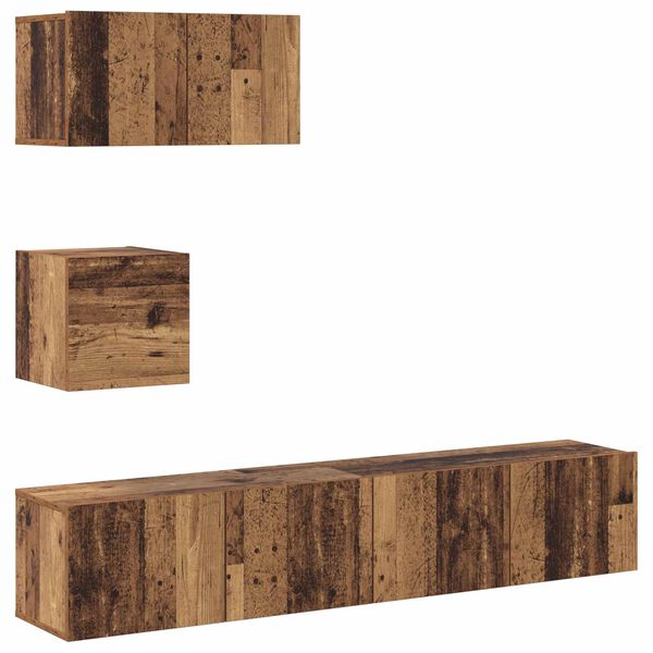 vidaXL TV Cabinet Set Wall-mounted 3 pcs Old Wood Engineered Wood