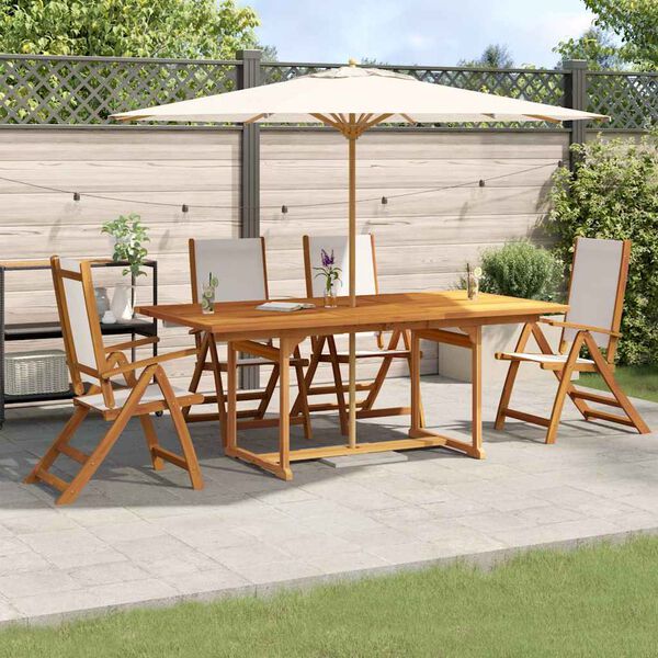 vidaXL 5 Piece Garden Dining Set Solid Wood Acacia and Textilene